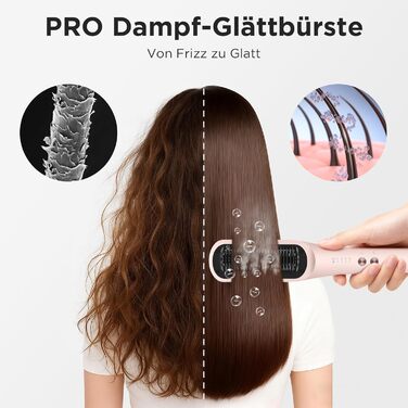 Випрямляч для волосся PARWIN PRO BEAUTY 3-в-1 з парою, LED-дисплеєм та іонізацією, рожевий