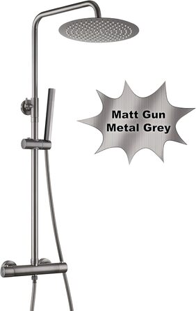 Gorbach Rain Shower System with Shelf Shower Set without Shower Faucet (20x20cm) (TD25GM, Gunmetal Grey)