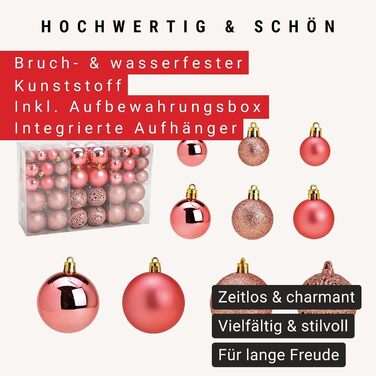 Набір прикрас для ялинки WOMA: 100 кульок різних кольорів (рожевий-рожевий) - пластикові, для ялинки
