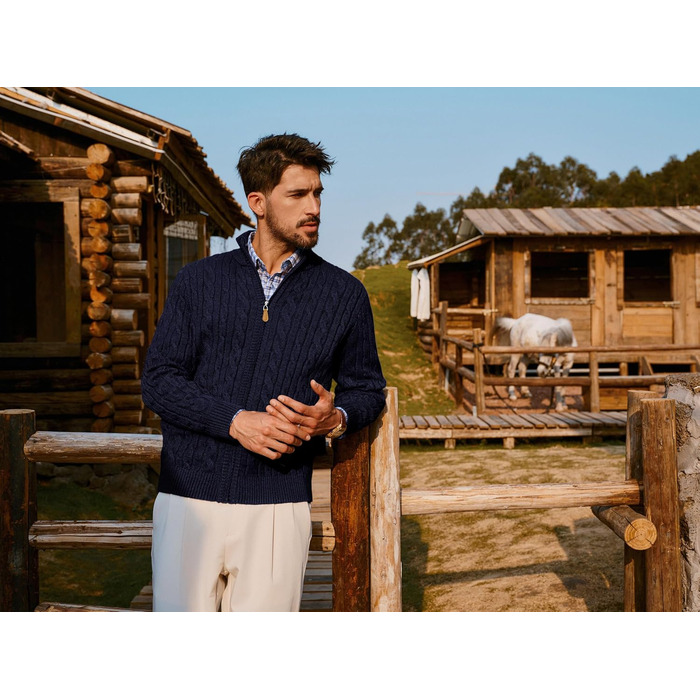 Кардиган чоловічий PJ PAUL JONES з блискавкою та стоячим коміром, в'язаний з дрібним візерунком, колір морської хвилі