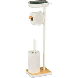 Підставка для туалетного паперу Relaxdays з полицею, білий/натуральний, 68x20,5x16 см