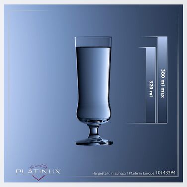 Набір келихів для коктейлів PLATINUX Elegante Crystalline 300 мл, 4 шт. для лонг дринків, кави та коктейлів