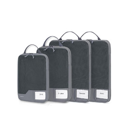 Органайзери для валізи ECOHUB (набір 4 шт.) з мішками для пакування, з тегами, з перероблених матеріалів, для рюкзака та валізи, з міцною сіткою, набір для подорожей