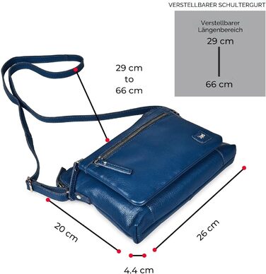 Сумка через плече Wise Owl з натуральної шкіри: жіноча та чоловіча, маленька сумка-кросбоді, 5 відділень, колір сапфіровий блакитний, шкіра наппа