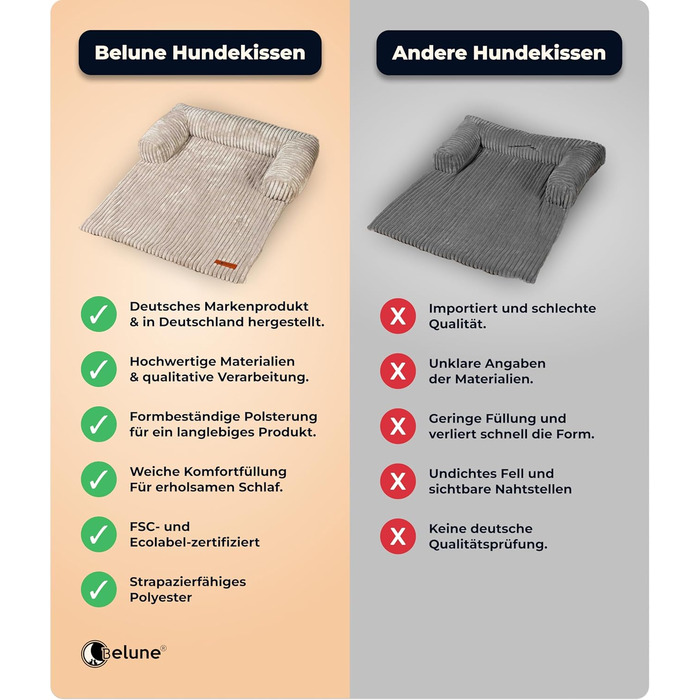 Диванчик для собак Belune Hundecouch Deluxe - миючий, бежевий, L (120x95 см)