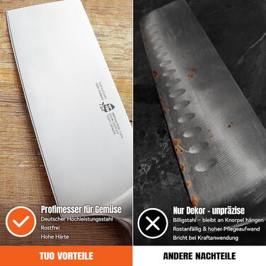 Японський ніж Nakiri TUO 16.5 см з нержавіючої сталі з ручкою Pakkawood, серія Fiery Phoenix