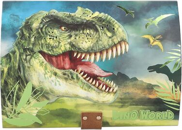 Скриня з кодовим замком, світлом і звуком Depesche Dino World, 15×20×12,5 см, чорна, для зберігання коштовностей і секретів