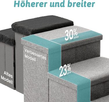 Сходинка для собак маленьких порід зі зберіганням, широка, складна для ліжка та дивану, з неслизьким дном, вологостійка (4x72x42.5 см), розмір 4x72x42.5 см (колір: коричневий, кількість: 4, розмір: 43x97x56 см)