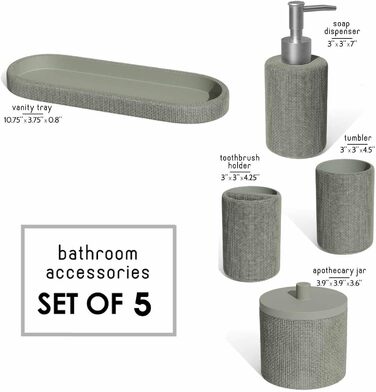 Набір аксесуарів для ванної кімнати Clara Clark – 5-Piece Set Salbeigrün (світло-зелений)