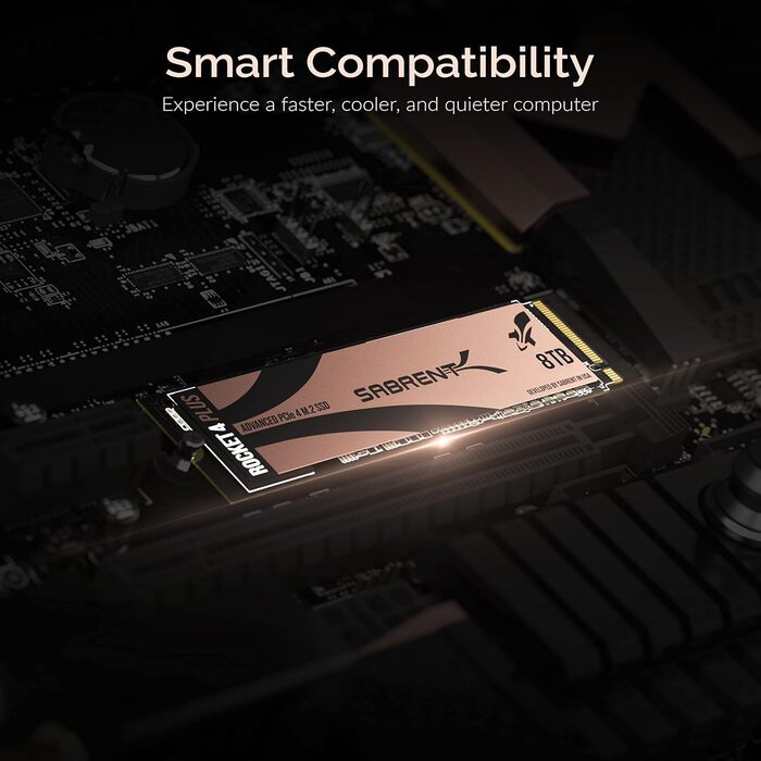 SABRENT SSD M.2 NVMe Gen 4 з радіатором, 8TB, PCIe 4.0, 7100 MB/s, для ПК, PS5, ноутбуків та десктопів