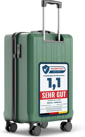 Чемодан великий 100L з TSA замком, жорсткий корпус, подвійні колеса, 67см, зелений