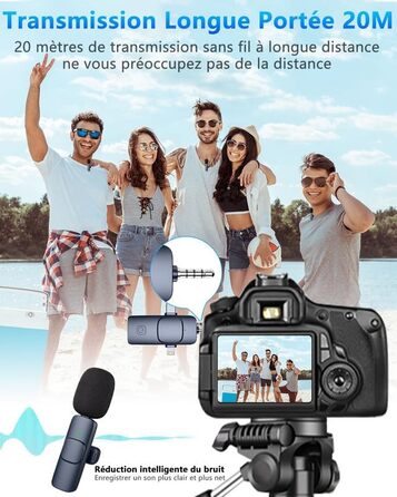 Бездротовий мікрофон Lavalier Mini для телефону/iPhone/Android/ПК/iPad, USB-C, 4-в-1, для відео, стрімінгу, YouTube, TikTok, блогу, подкасту, блакитний