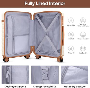 Набір валіз UKEIN 3 шт. з жорсткою PC оболонкою: велика, середня, маленька. Зручний набір валіз для подорожей з TSA замком, спіннерами та рюкзаком для ноутбука. В комплекті: валіза, рюкзак, кульок. Колір: кремовий.