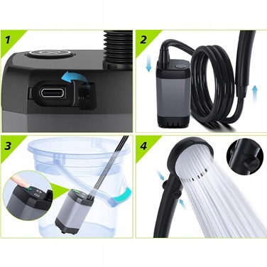 Бездротовий туристичний душ для кемпінгу з насосом та LED-індикатором