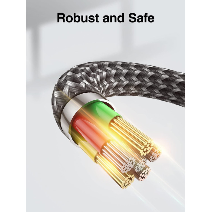 Кабель USB-C 3.1A з нейлону, 3M+3M (сірий) для Samsung Galaxy S23, S22, S21, S20, S10, A53, A52, A33, A34, A20e, A14, A13 та інші моделі