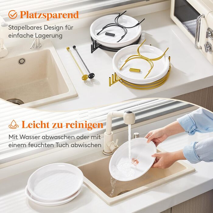 Lifewit 3-Tier Serving Tray, Round Serving Plates, White Reusable Food Trays with Display Stand for Buffets, Snacks, Vegetables, Fruit, Cookies, Dessert, Party Supplies, Black