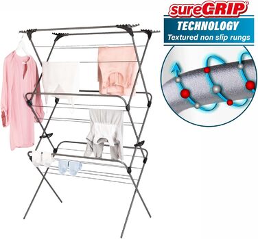 Сушарка для білизни Minky Trio Concertina Plus, 21 м сушильної площі, хром, блакитно-срібляста