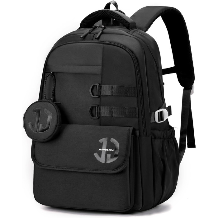 Водонепроникний шкільний рюкзак JANSBEN для підлітків (хлопців та дівчат), багатоклековий дизайн для школи та подорожей, ідеальний для 5 класу, чорний