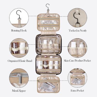 Складана дорожня косметичка IDEATECH, водонепроникна, для чоловіків та жінок, з петлею для підвішування (251-чорний)