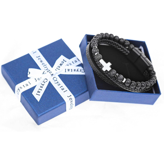 Чоловічий шкіряний браслет з хрестом, розарій, чорний/коричневий, аксесуар для чоловіків та хлопців