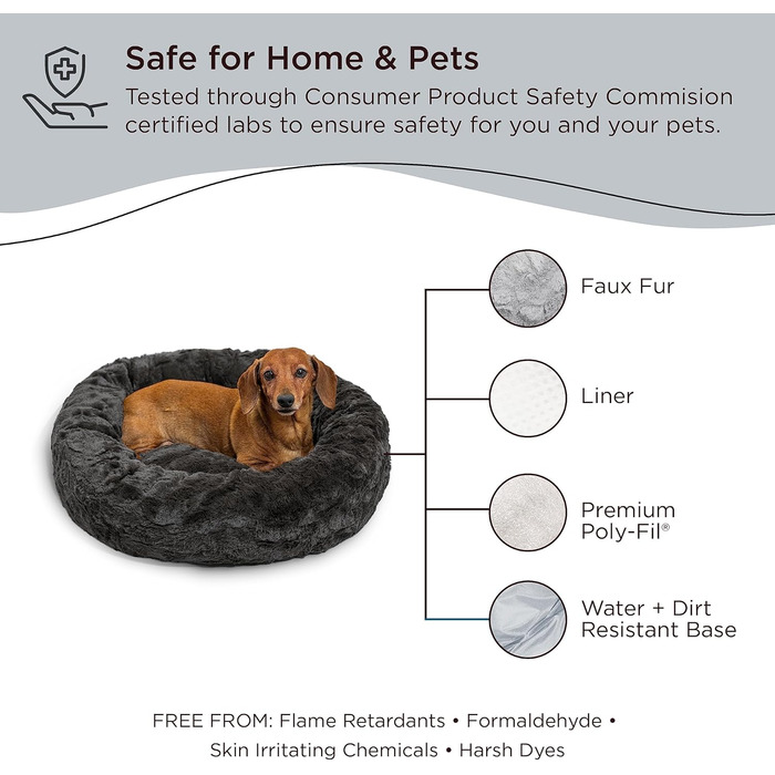 Кругле ліжко для домашніх тварин Best Friends by Sheri Donut Lux - Nerzgrau (58x58 см)