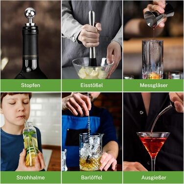 Cocktail Shaker Set, oGoDeal Boston Cocktail Shaker Black with Stand, 27pcs Bar Equipment Bartender Set Cocktail Mixer Accessories, Stainless Steel Cocktail Gift Set Mixology Bartender Kit Set 1
