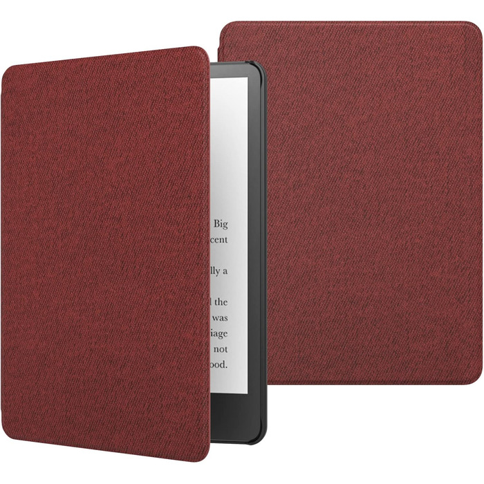 Чохол MoKo для Kindle Paperwhite 11 (2021) 6.8 дюймів, з функцією авто-сон/пробудження, з штучної шкіри, Denim, Червоний виноградний колір