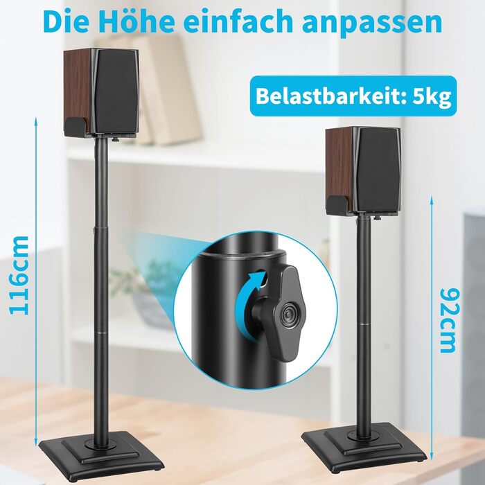 Регульовані підставки для акустики SB-204: пара підставок для сателітної та поличкової акустики, до 5 кг, з кабельним каналом