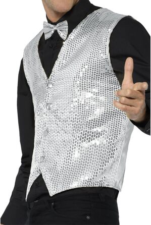 Срібна жилетка з паєтками Smiffys для Хелловіну, розмір M (обхват грудей 38-40)