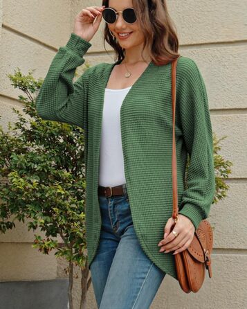 Жіноча в'язана кардиган на осінь, V-подібний виріз, стильний, світло-зелений (L)