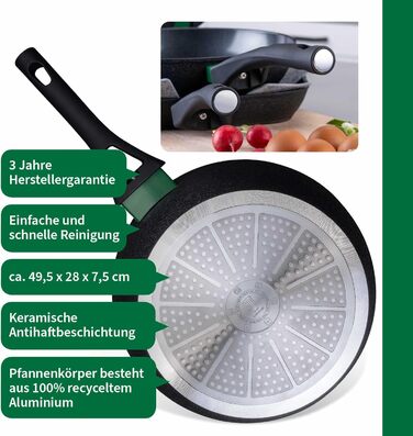 Grill-сковорода FACKELMANN Chefkoch Hamburg керамічна 28 см з антипригарним покриттям, з переробленого алюмінію, для всіх типів плит та духовки