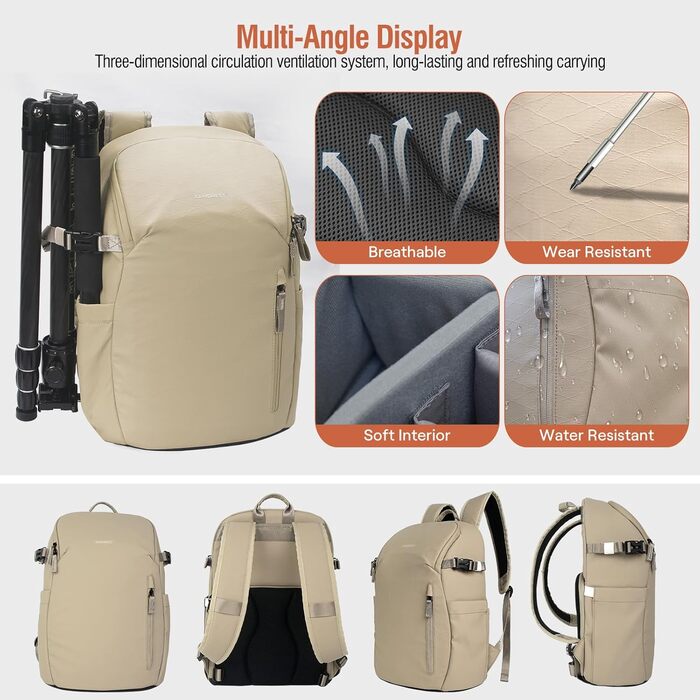 Рюкзак для камери XAMOREST Khaki: професійний, водонепроникний, для DSLR/SLR/беззеркальних камер