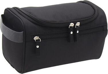Чоловіча та жіноча косметичка для подорожей з петлею для підвішування. Чорна косметичка-органайзер для гігієнічних засобів.