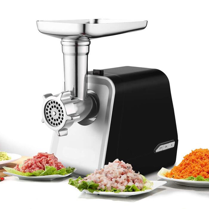 Електрична м'ясорубка Profi 1500 Вт 4-в-1 з контейнером для зберігання, набором для ковбас, 3 дисками та насадкою для печива - для дому