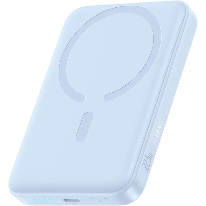 Power Bank Baseus 10000mAh з бездротовою зарядкою 15W, MagSafe, PD 22.5W, USB-C, білий (блакитний)