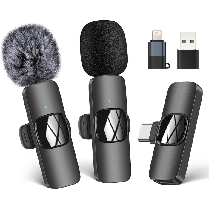 Беспроводной петличный микрофон HMKCH для телефона/iPhone/компьютера, USB-C, для видеоблогинга, TikTok, YouTube, с шумоподавлением, Plug-and-Play, K1CLU
