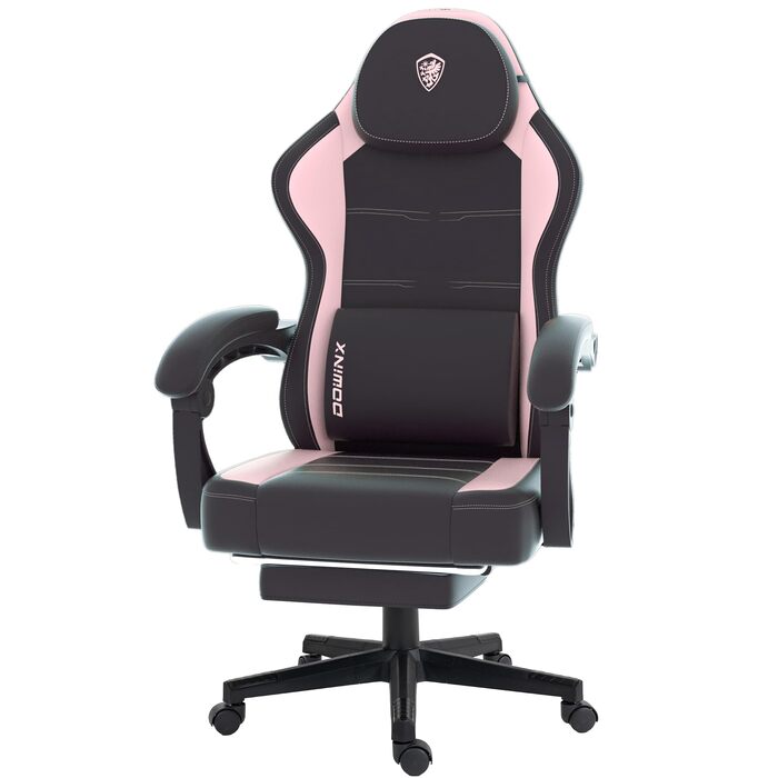 Ігровий крісло Dowinx з PU-шкіри, ергономічний, з підтримкою попереку, для ПК, до 150 кг, рожевий