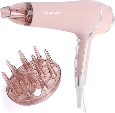 Фен Aigostar Lora рожевий 2400W з іонізацією, 3 температурні режими та 2 швидкості повітря