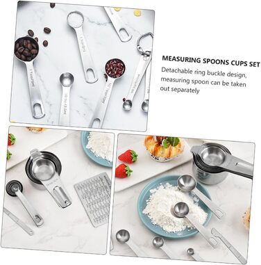 HOMSFOU 15st Measuring Spoon Conversion Chart Metal Measuring Spoons Measuring Scale Measurement Metal Measuring Espresso Spoon Baking Espresso Measuring Cup Stainless Steel Multi-Purpose 3-Piece Set
