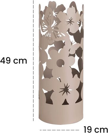 Підставка для парасольки Baroni Home: сучасний дизайн, метал, квіти, 2 гачки, знімний контейнер, 19x19x49 см (білий, тауп)