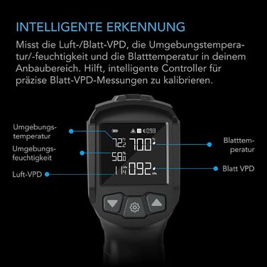 AC Infinity VPD-Thermometer: Вимірювач клімату для теплиць, шатрів, тераріумів, з інфрачервоним датчиком та калібруванням