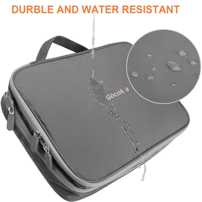 Gocokia Double Layer Travel Electronic Accessories Organizer, Large Capacity Handbag, Cable Organizer, Waterproof Carry Bag for 11.6 Inch Laptop, Tablet
