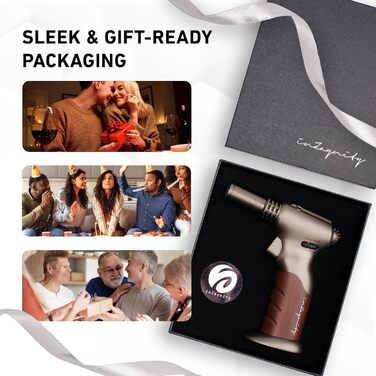 Потужний пальник Бунзена на бутані, регульований, 2-в-1 з бездротовим вимикачем для випічки, приготування їжі, барбекю та крем-брюле (сталевий коричневий)