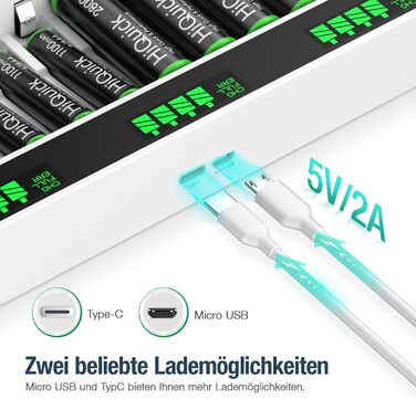 Зарядний пристрій HiQuick для акумуляторів AA/AAA з LCD-дисплеєм (12 місць)