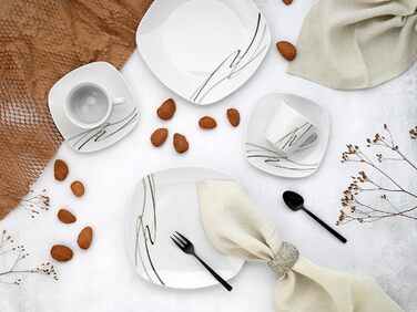 CreaTable Amelie Piazza: 12-Piece Porzellan Geschirrset für 6 Personen, Tafelservice, Mikrowellengeeignet, Spülmaschinenfest