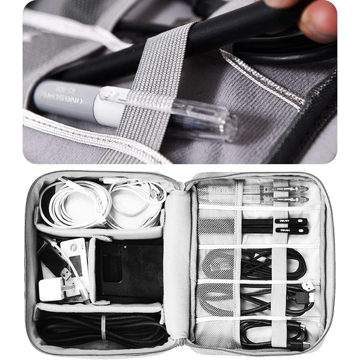 Електронна сумка-органайзер для аксесуарів: зарядний пристрій, павербанк, кабелі (чорний)