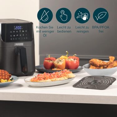 Princess Hot Air Fryer with 3.5 L – 70 Percent Less Energy Consumption – 11 Programs – Airfryer – 182031 3.5L Hot Air Fryer with Recipe Booklet Black
