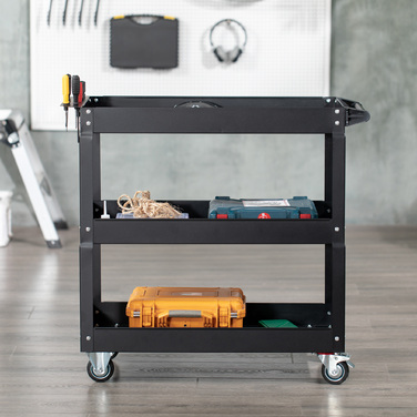 DURHAND 3-Tier Tool Cart with 4 Wheels, Steel, 33