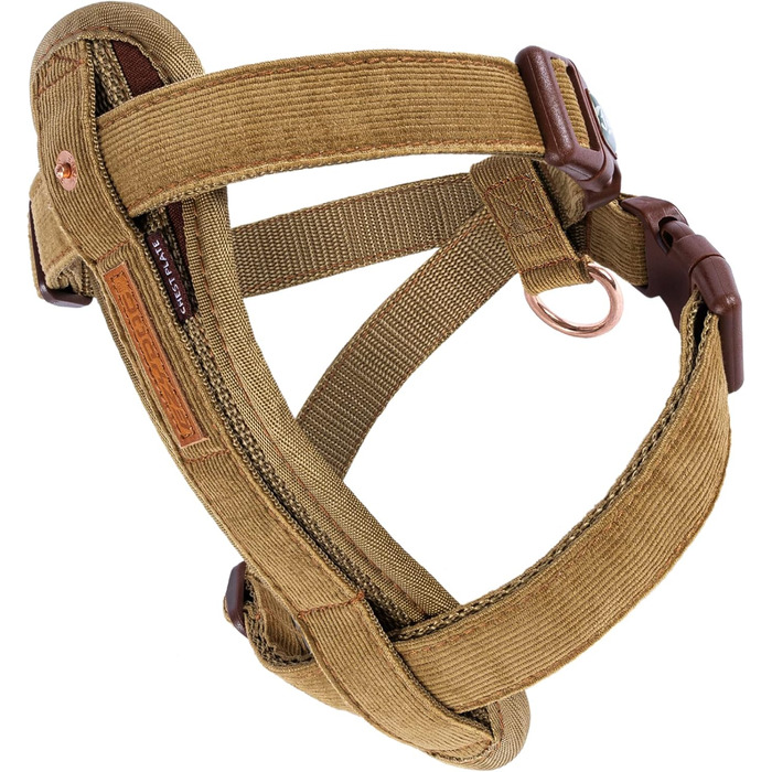 Шлейка для собак EzyDog Chest Plate – безпечна шлейка з адаптером для безпечного ременя – світловідбиваюча, м'яка шлейка для собак середніх та великих порід (Double Extra Small, Corduroy)