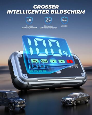 Портативний пусковий блок Starthilfe Powerbank 6000A з USB, LCD, ліхтариком, 12V для бензинових та дизельних двигунів